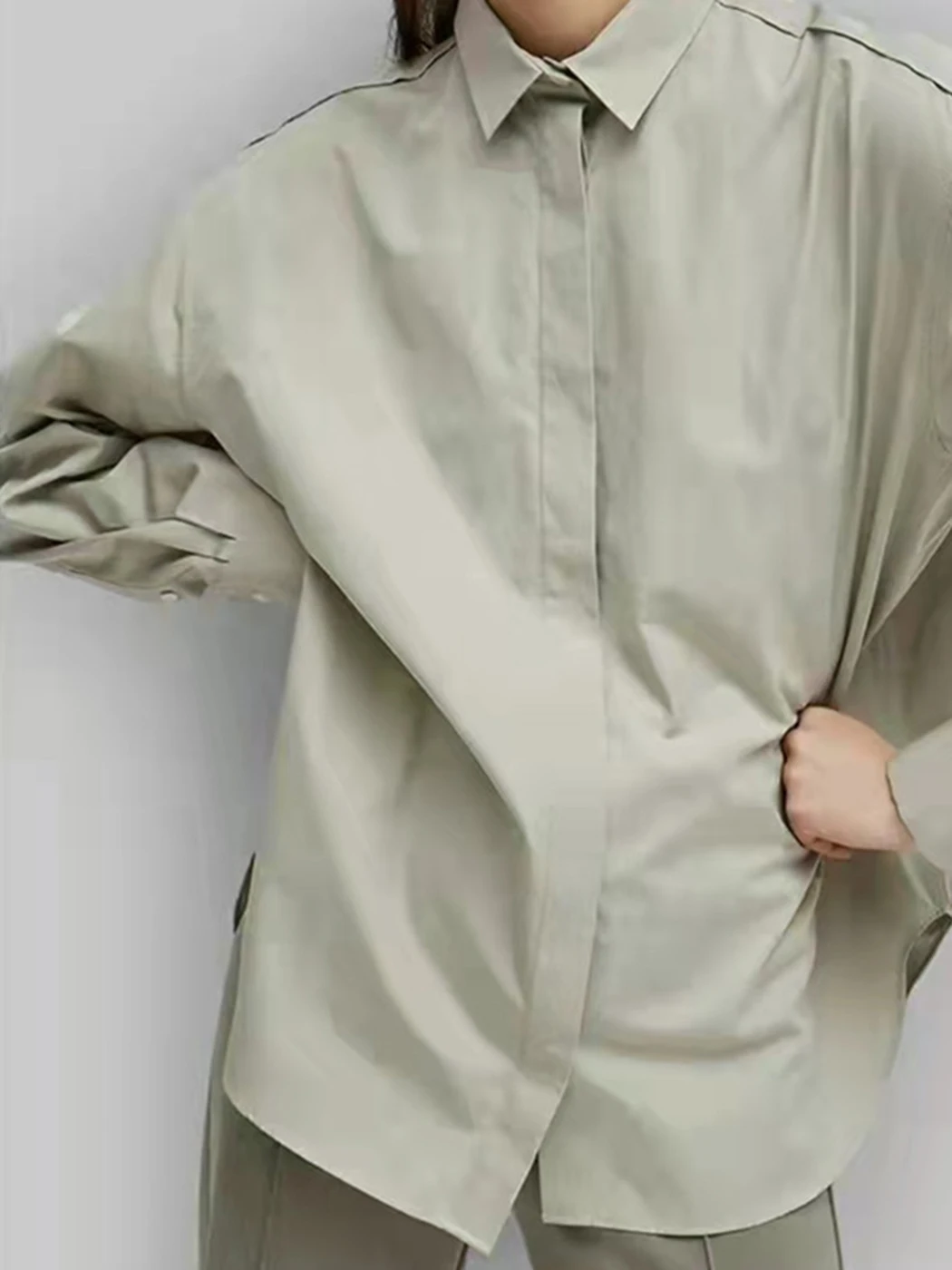 

All-match Basic Solid Women's Blouse Spring 2022 Long Sleeve Cotton Loose Chic Shirtd Female Designer Office Casual Tops Femme