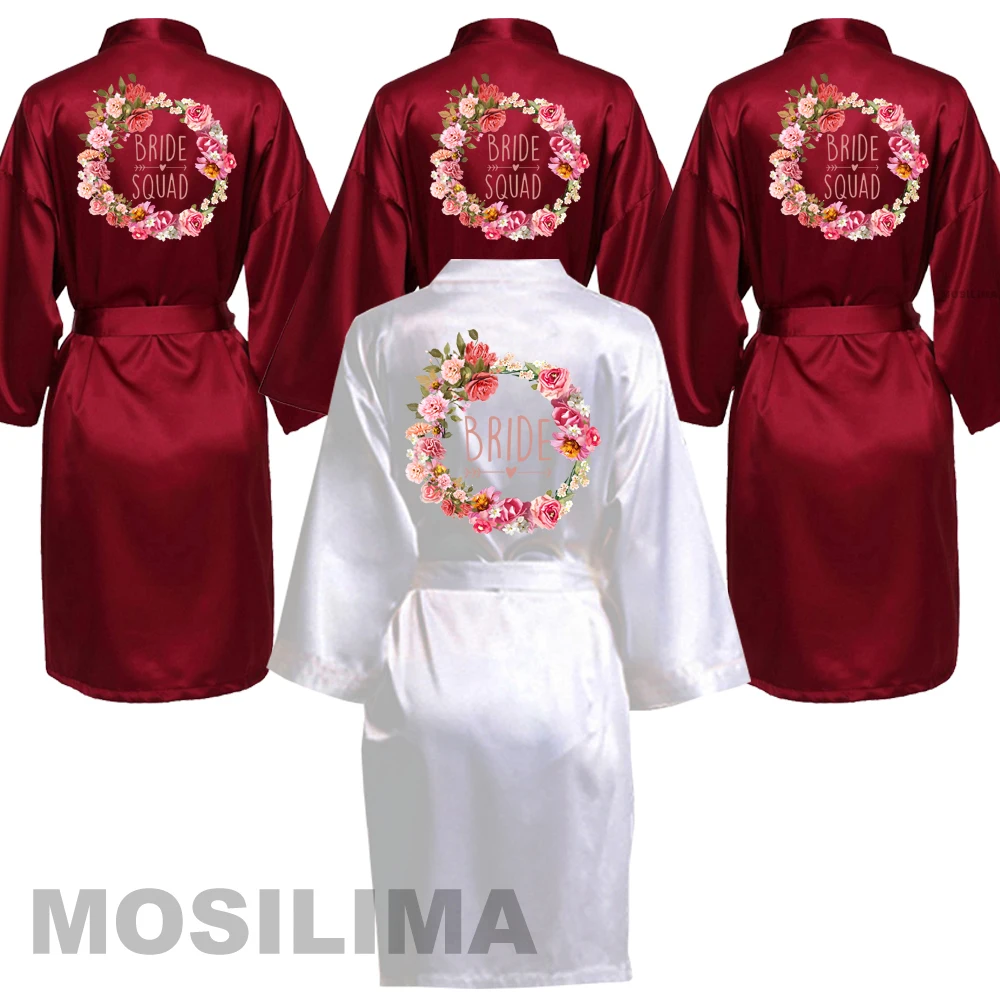

Wedding Party Team Bride Robe Kimono Satin Pajamas Bridesmaid Bathrobe SP215