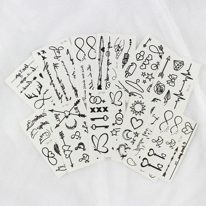 

5pcs Sexy Lips Leaf Black Temporary Tattoo Cute Cartoon Luminous Star Tattoo Sticker Love Women Body Finger Art Waterproof