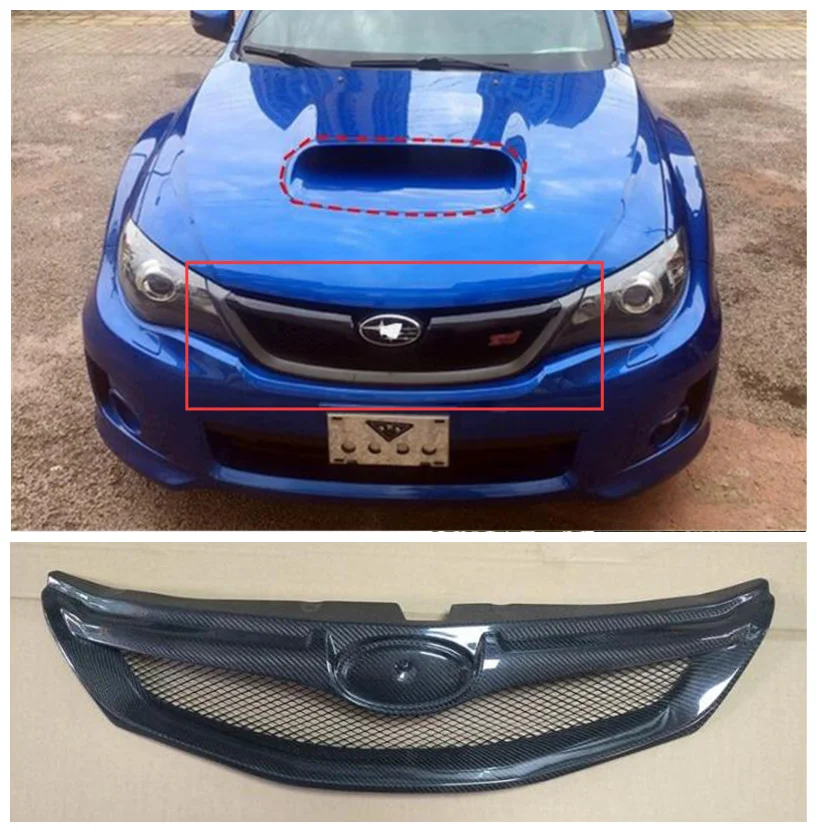 

For Subaru Impreza WRX-STI 2007-2013 High Quality ABS Primer & Carbon Fiber Mesh Grille Trim Racing Grills Frame