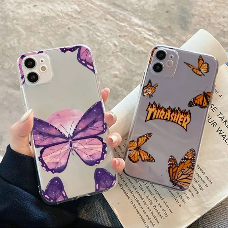 

Butterfly Aesthetic Phone Case For iPhone 11 12 13 14 Mini Pro Max XR X XS TPU Clear Case For 8 7 6 Plus SE 2020