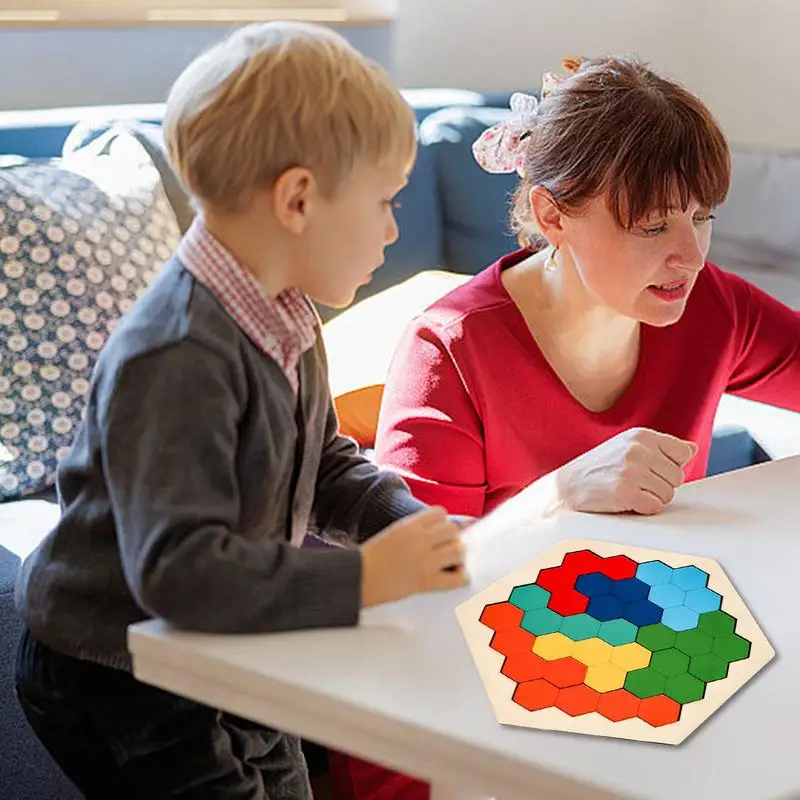 Деревянный шестиугольный пазл с Сотами головоломки для развития логики