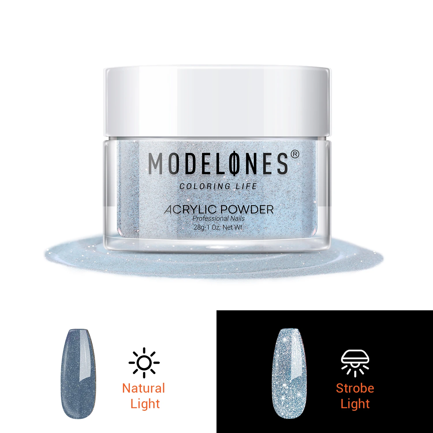 

Modelones 28g Nail Acrylic Powder Temperature Change Blue Glitter Nail Extension Crystal Powder Pigment Dust 3D Nail Art