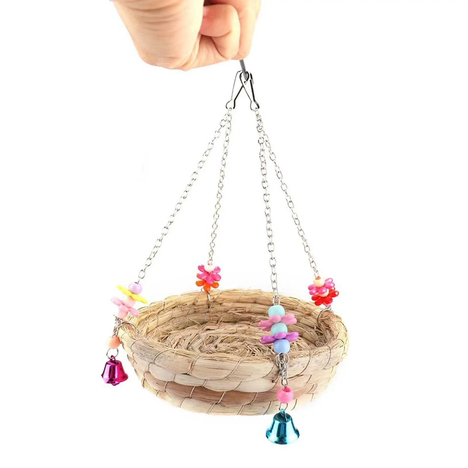 

Portable Bird Straws Swing Toy Bite Resistant Colorful Straw Parrot Toys Nest for Cockatoo Small Animals Small to Medium Birds
