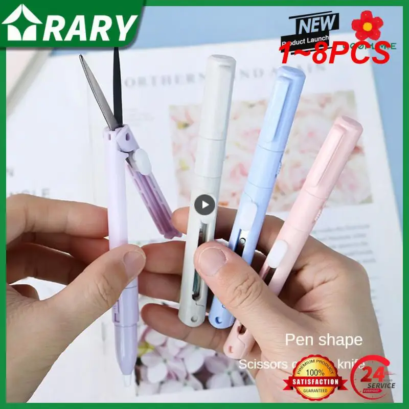 

1~8PCS Mini Color Folding Scissor Pen Cutter Portable Size Safe Ceramic Pencutter Utility Knife for Paper Work Diary School