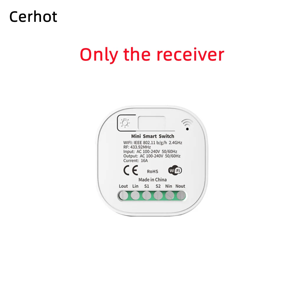 Cerhot 10A Tuya Wi-Fi Умный переключатель Беспроводной таймер Умный дом Приложение Tuya Без батареи Выключатель света Работа с Google Home Alexa