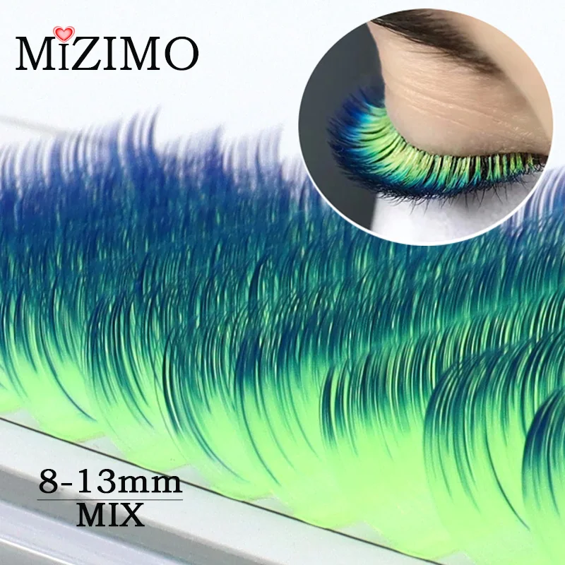 Single Grafted False Eyelashes Mixed Length Mixed Gradient Color Natural Softness Extension  0.07/0.1 C/d 8-13mm