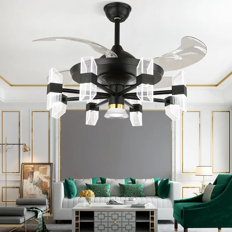 

Room Decor Art Minimalist Ceiling Ventilator Chandelier Living Bedroom Fans Lamps House Dining Lighting42 Inch