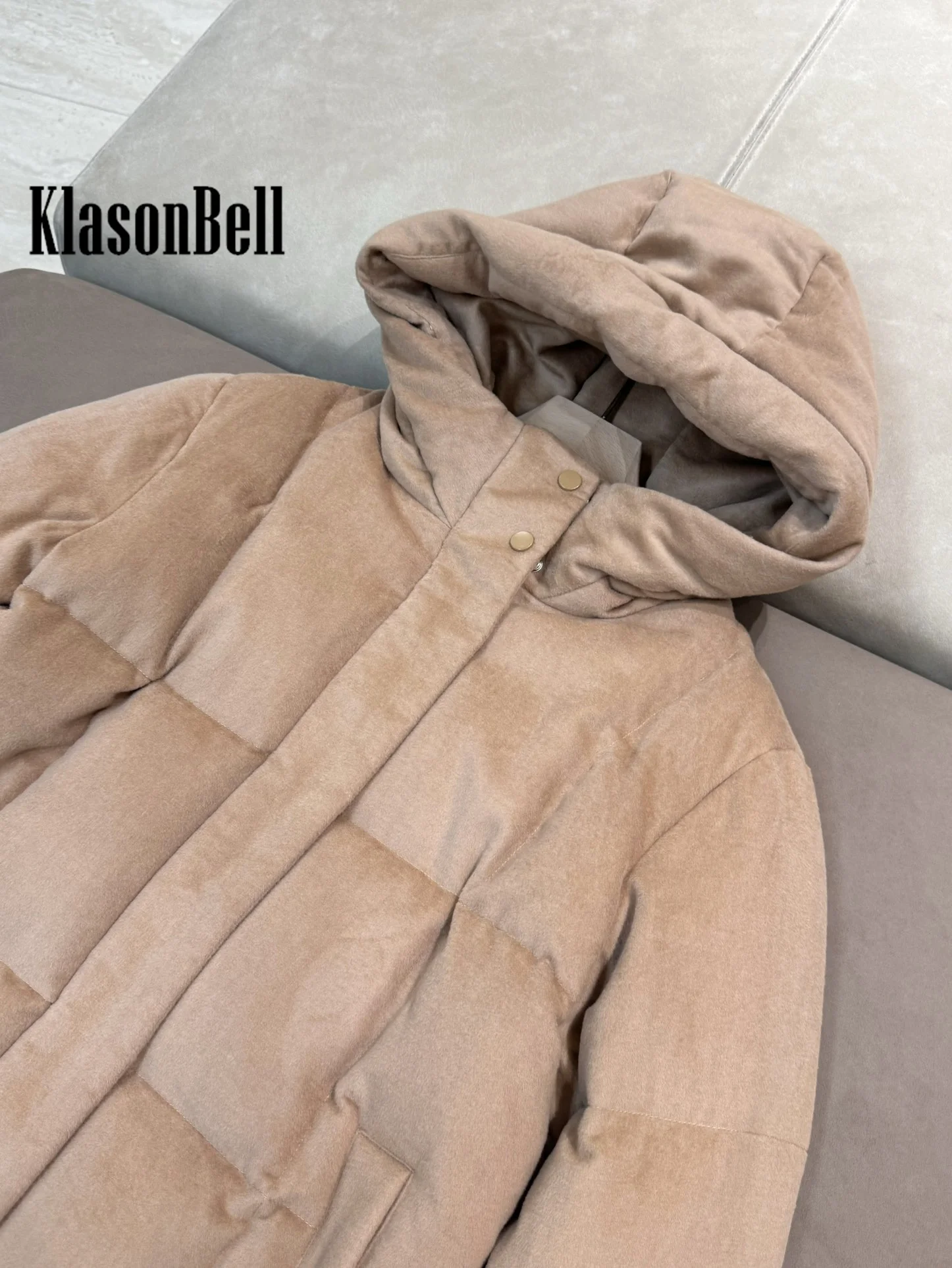 11.20 KlasonBell-Женская одежда 2024 осень-зима новая шелковая кашемировая куртка на