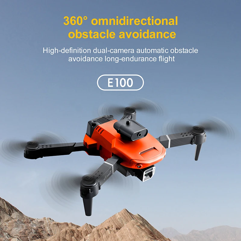New E100 Drone Quadcopter 4K HD RC Drone Aerial Photography Dual-Lens Aircraft Folding Four-sided Obstacle Avoidance dron Toys enlarge