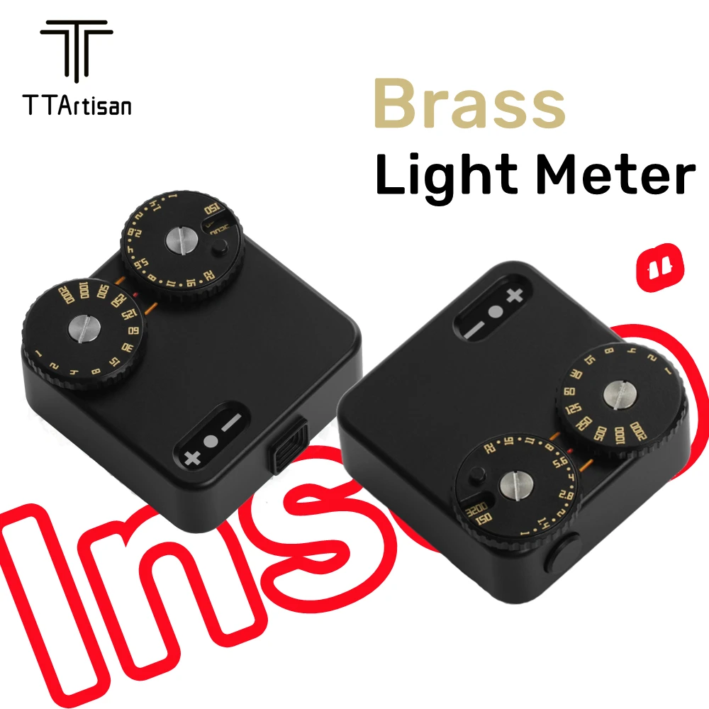 

TTArtisan Light Meter Two Dials Cold Shoe DSLR Film Camera Light Meter for Camera Photography Brass Color