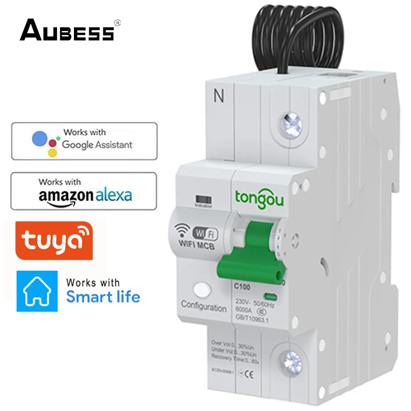

Tuya 1P WiFi Metering Smart Circuit Breaker Smart Life Timer Remote Control Automatic Wireless Interruptor Reclosing Switch 2022