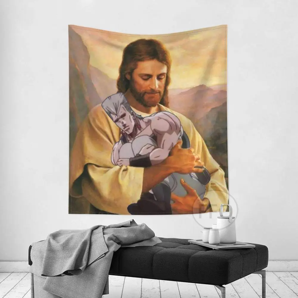 Гобелен в стиле аниме Невероятные приключения Джоджо гобелен с рисунком Иисуса и