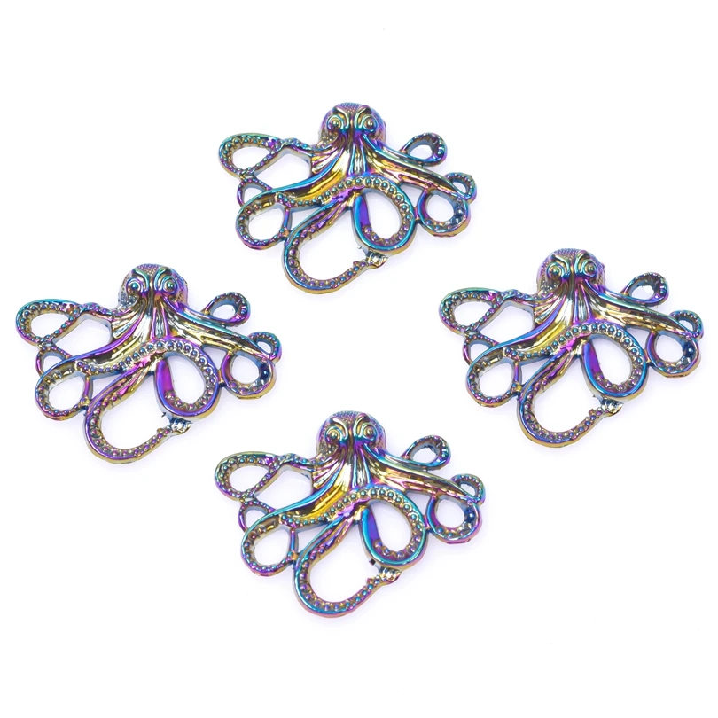 

5PCS Alloy Unique Octopus Charms Pendant Accessory Rainbow Color Jewelry DIY Making Necklace Earring Metal Bulk Wholesale