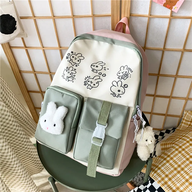 

Teen High School Bags for Girls Backpack Women Middle Student Bookbag Cute Cartoon 2022 Casual College Style