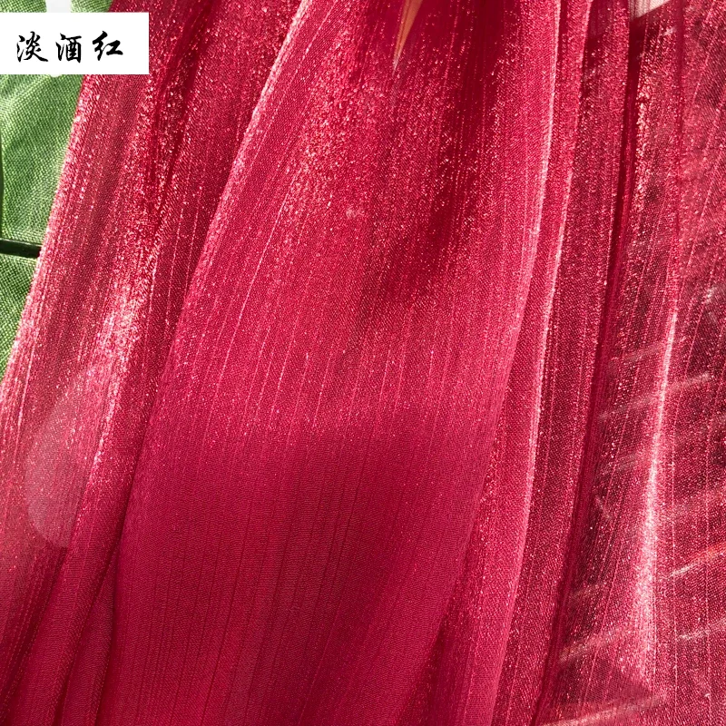 Фото Катионная пряжа, марля, креп, старинная трендовая ткань, блестящая пряжа, мигающая юбка, рубашка, яркая шелковая ткань, 1 ярд №4