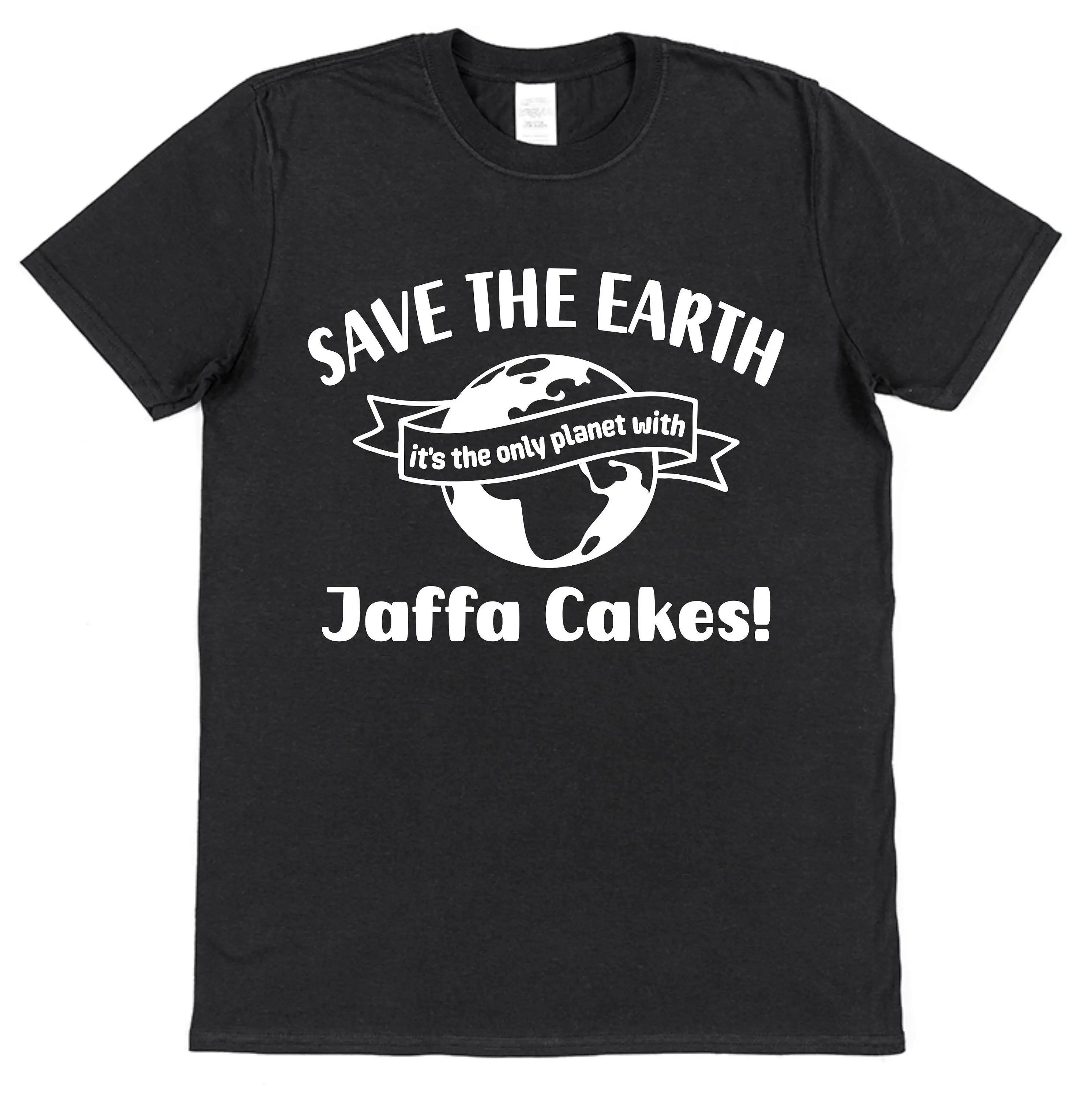 Футболка Jaffa Cakes Save The Earth Сlogan Все века Забавная британская еда