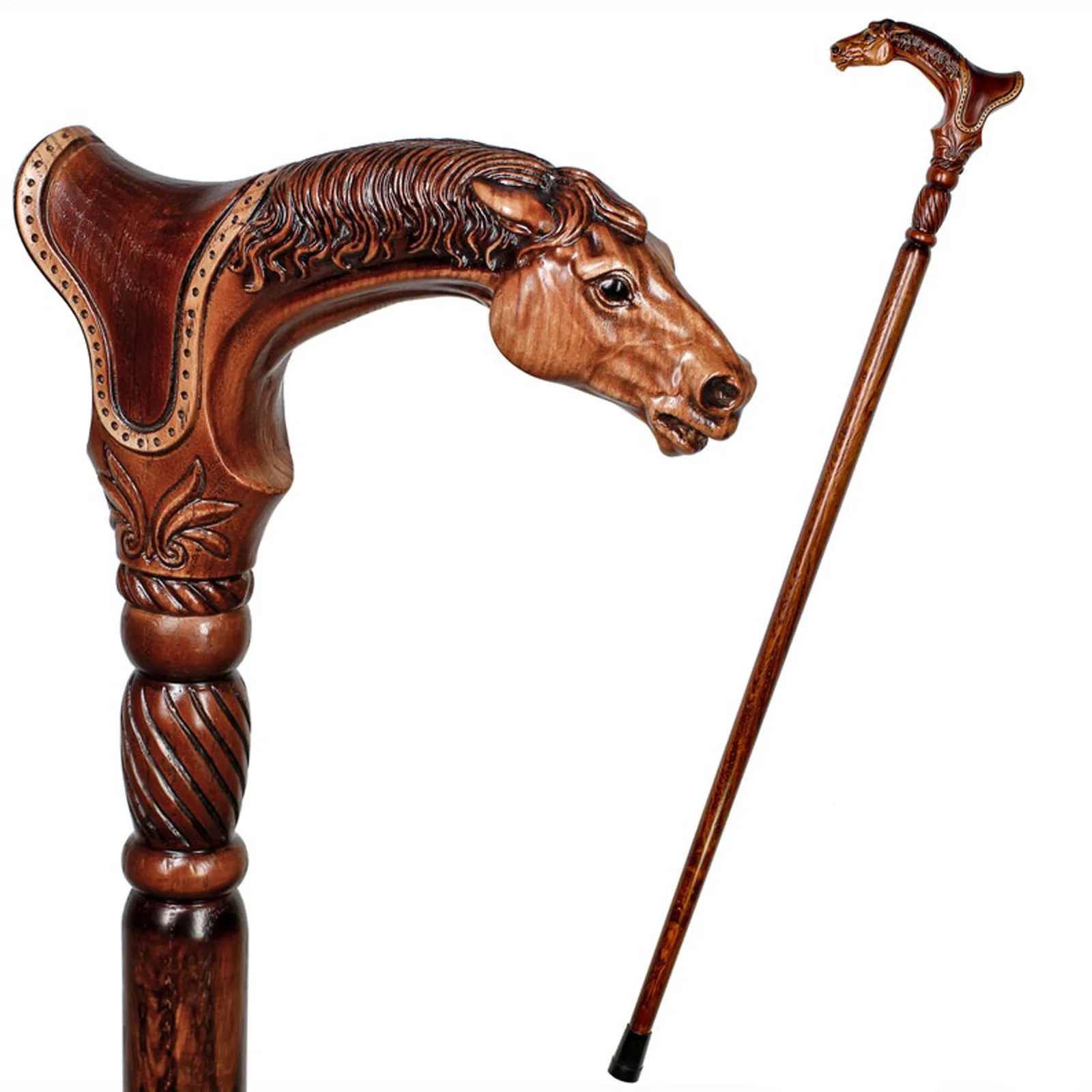 

Wooden Cane Walking Stick Horse With Saddle Animal Wood Carved Walking Cane Handle Crutches Leading The Elderly Cane Walker
