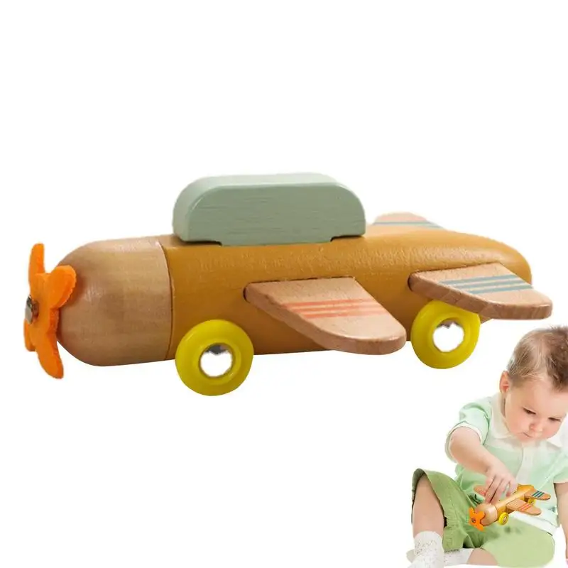 

Kids Wooden Airplane Cartoon Simulation Transportation Airplane Model Glider Building Block Toy Educational Toy Model For Boys