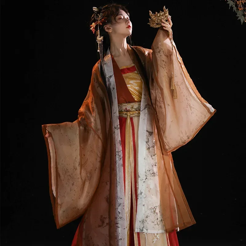 Традиционное китайское женское платье ханьфу изысканная сетчатая одежда с