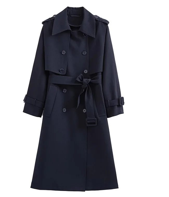 

2023 Women's Clothing Temperament mid-length double-breasted trench coat Autumn Winter New