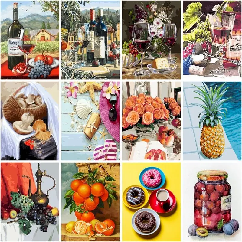 

GATYZTORY 40x50cm Pictures By Number Food Landscape Diy Frame Painting By Number Fruit handpainted Art Drawing On Canvas