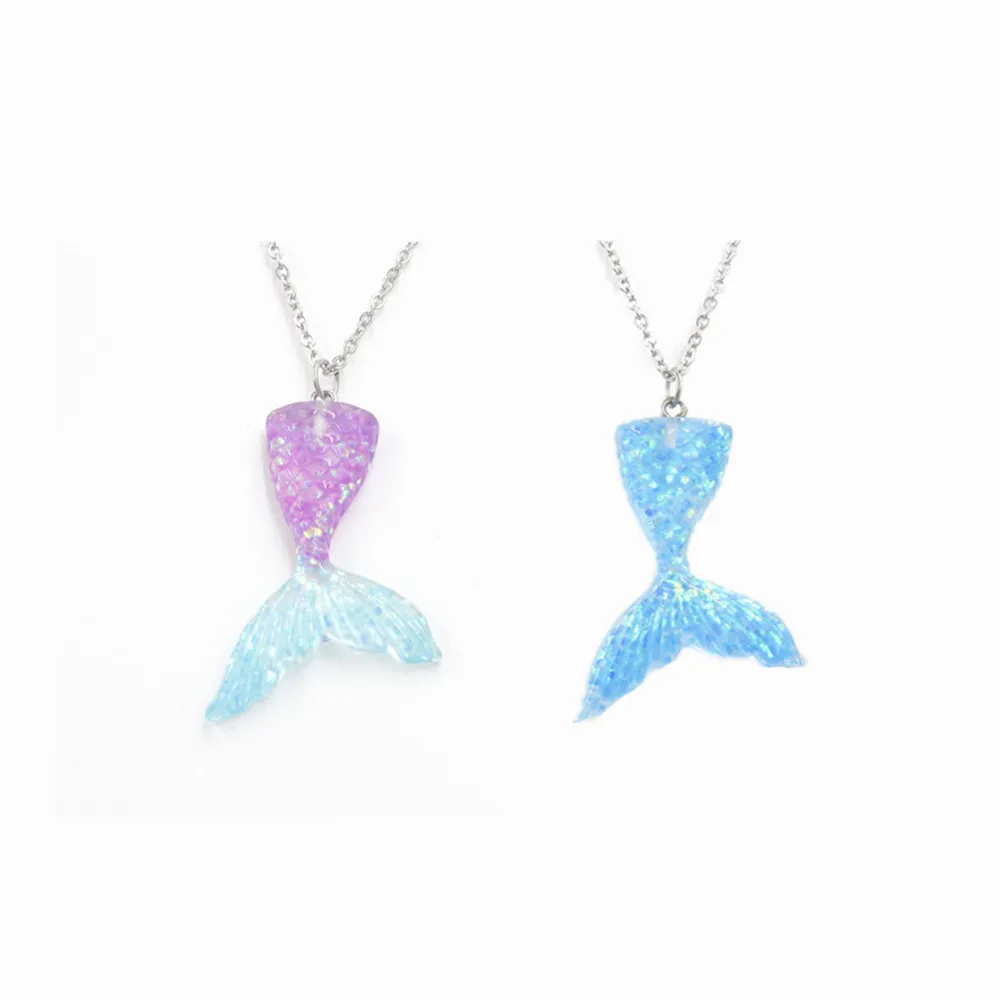 

Fashion Colourful Gradient Mermaid Tail Shimmery Fish Scale Charm Necklace Choker For Women Girls Pendant Jewelry Gift