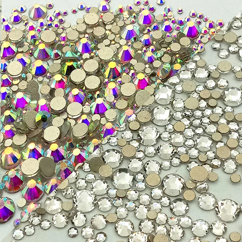 

ss3~ss30 Gold Bottom Crystal AB/Transparent Flat Bottom Non-thermal Repair Rhinestone Phone Case Beauty Diy Jewelry Nail Drill