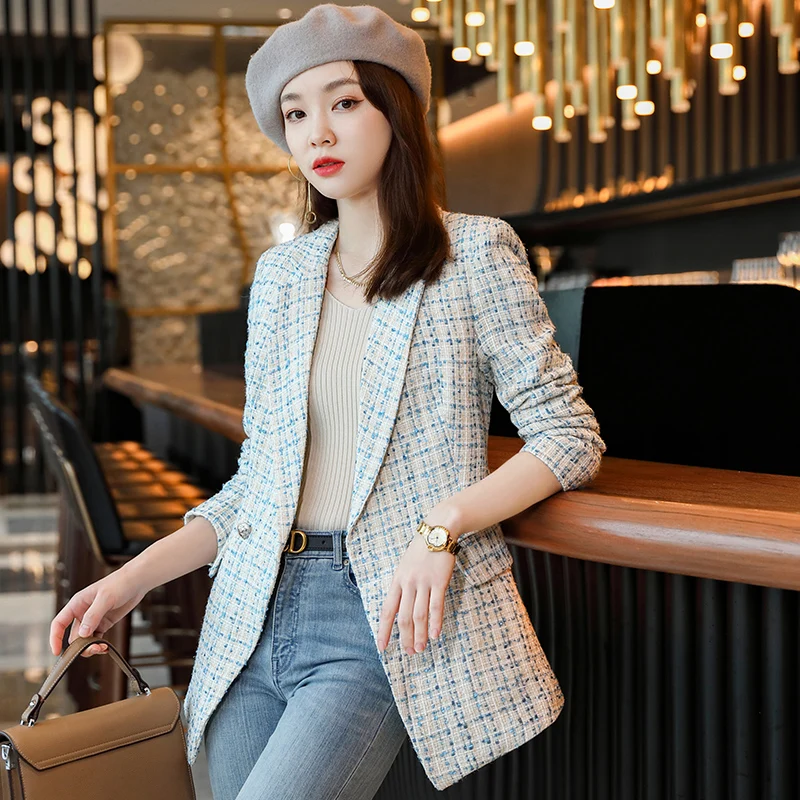 Spot wholesale black hooded suit coat (female) autumn 2022 new small Korean loose casual double breasted suit trendy top