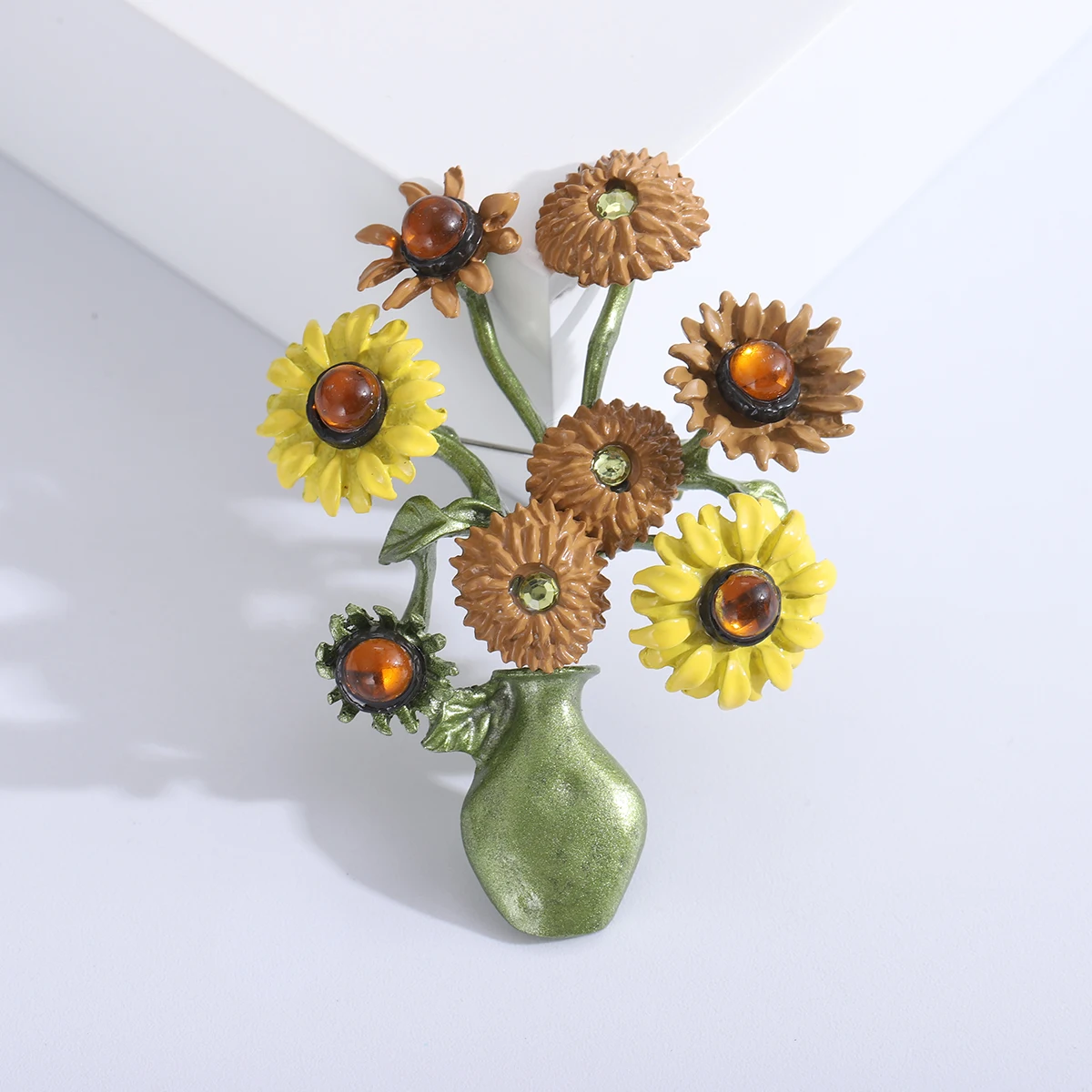 Эмалированные броши с цветами для женщин унисекс Ван Гог ваза подсолнухом