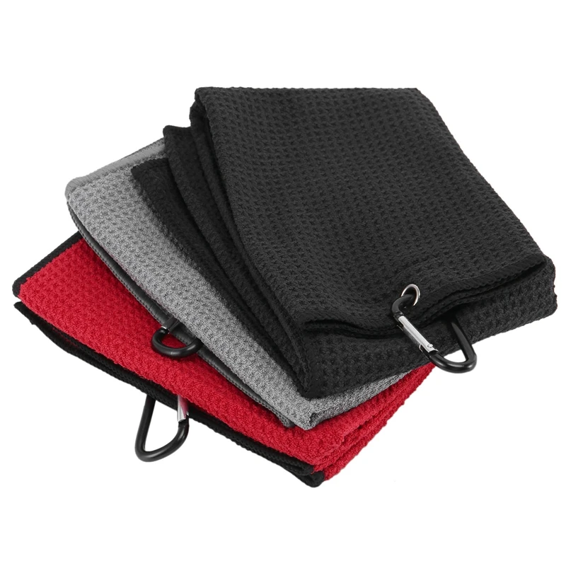 

Трехскладное полотенце для гольфа, высококачественное полотенце из микрофибры, сверхпрочный карабин, аксессуары для гольфа, 3 упаковки