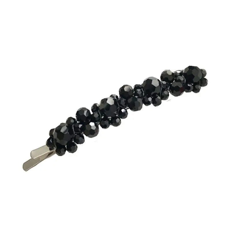 

5 Colors Women Girls Metal Alloy One Word Hair Clips Four Flower Imitation Cryst