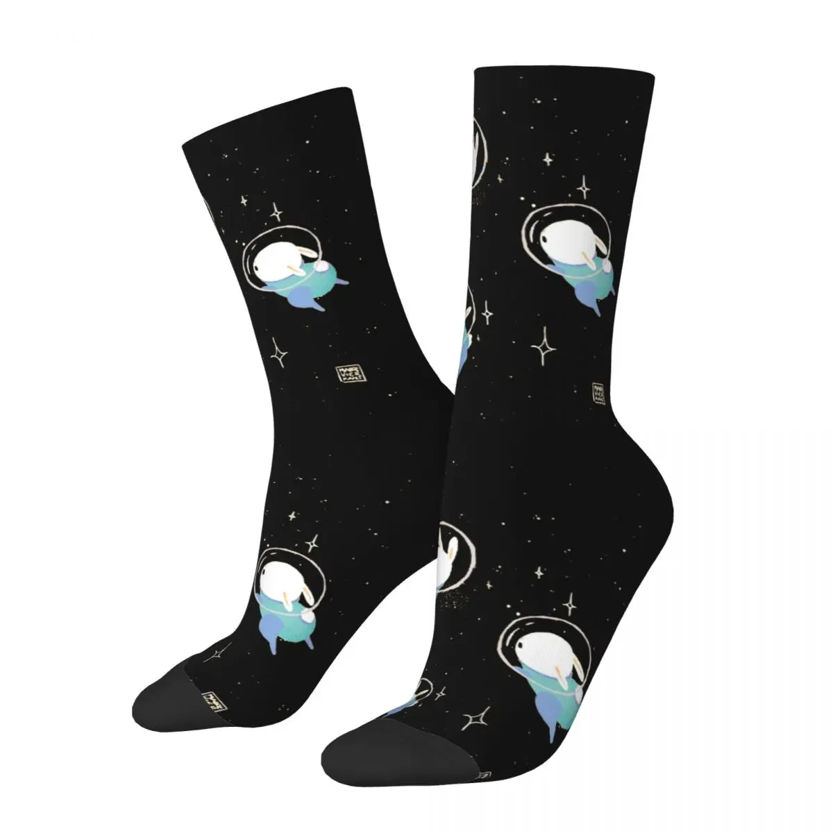 

Happy Funny Men's Compression Socks Space Bunnies Vintage Harajuku Astronaut Hip Hop Novelty Casual Crew Crazy Sock Gift Printed