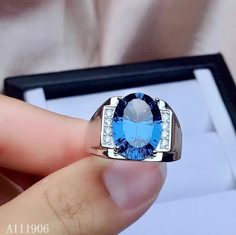 

Natural blue topaz gemstone female ring 925 sterling silver inlaid support detection of new products fine jewelry