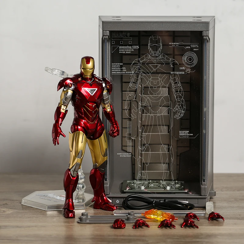 

ZD Toys Iron Man Mark I II III IV V VI VII MK 1 2 3 4 5 6 7 Collector's 7" Scale Action Figure + Armor Hangar Set