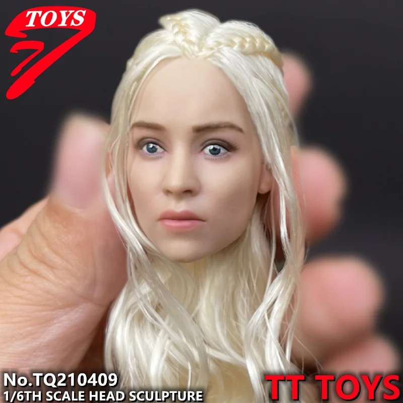 

TTtoys TQ210409 1/6 Female Head Sculpt movie star Daenerys Stormborn Emilia Clarke Blonde curly Hair Fit 12" PH TBLeague Bo