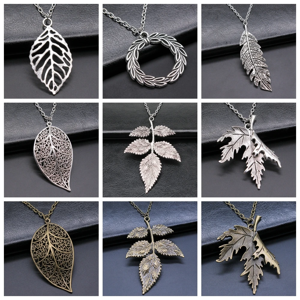 

Ожерелье с подвеской в виде большой ветки листьев ожерелье длинная цепочка ожерелье унисекс ювелирные изделия подарок растение оливка оже...