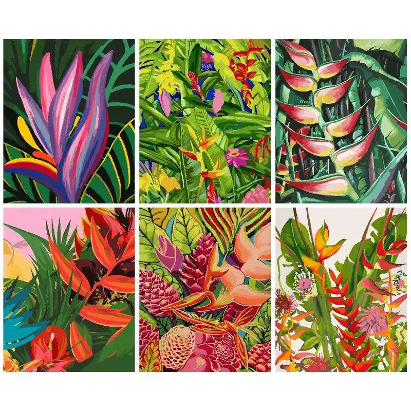 

GATYZTORY Pictures By Number Colored Leaves Diy Art Painting By Numbers Plant Drawing On Canvas Kits Gift Home Decor Handicraf
