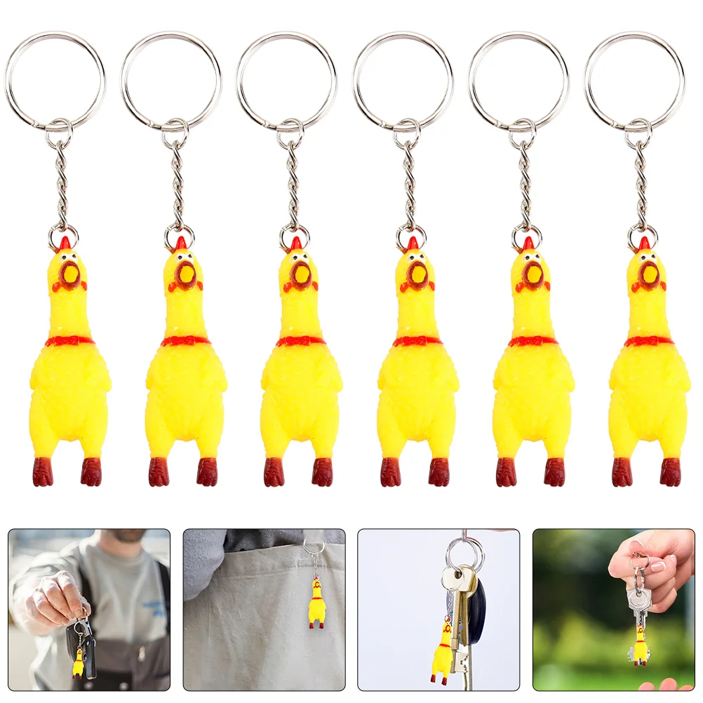 

6 Pcs Purse Charms Keychain Decor Gift Holder Squeeze Chicken Pendant Bag Hanging Pendants Keychains Accessories Decorate
