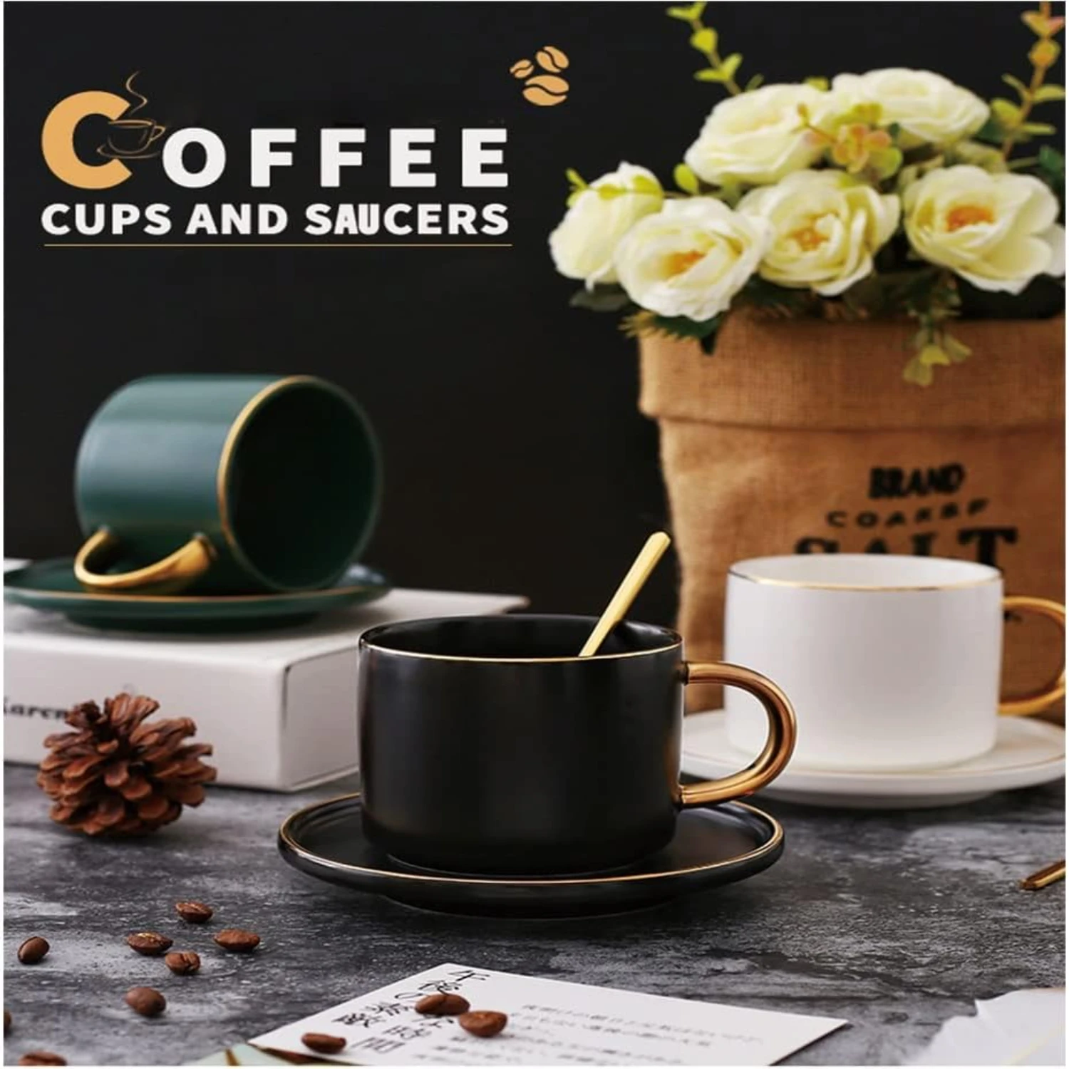 Элегантный и изысканный современный керамический набор чашек для чая кофе