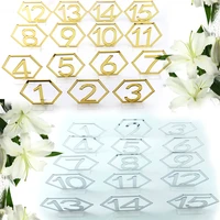 15pcsset 1 15 number table signs roman numerals geometric centerpiece hexagon table numbers for wedding party decoraction
