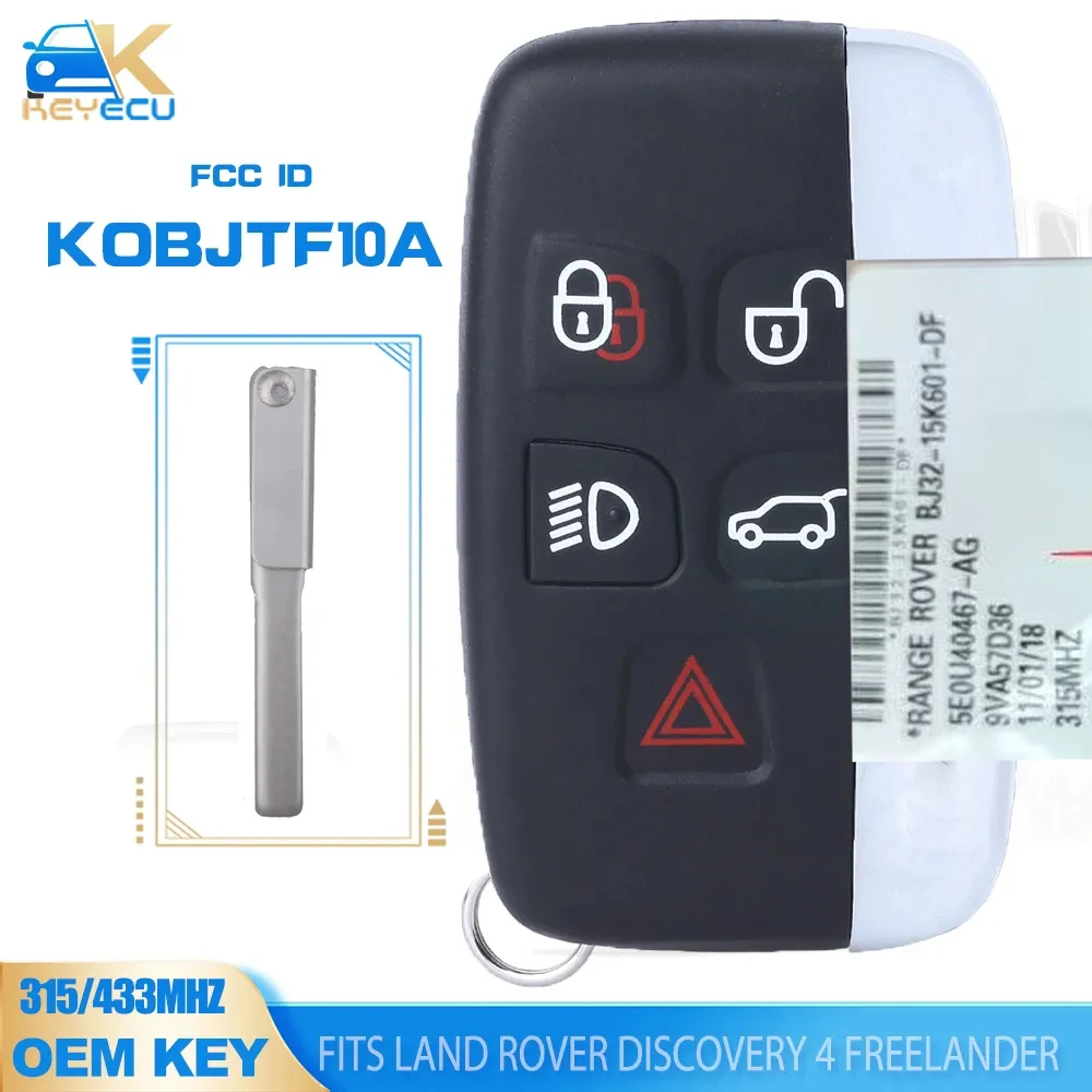 

KEYECU OEM KOBJTF10A 315MHz/434MHz ID49 Smart Remote Key for Land Rover Discovery 4 Freelander Range Rover Sport Evoque Jaguar