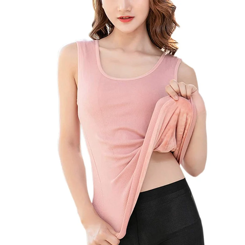 Womens Cotton Thermal Fleece Lined Underwear Tops Tank Warm Base Layer Vest  Sexy Winter Inner Wear Camisa Termica Mujer