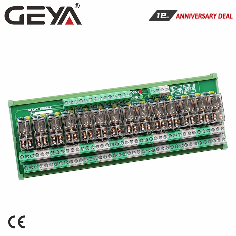 

GEYA 2NG2R DPDT Relay 14 Channel Relay Module 2NO 2NC Relay PLC 12V 24V AC DC