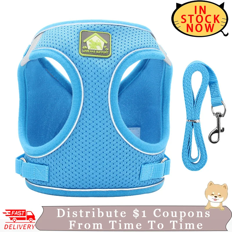 

Reflective Dog Harness Nylon Mesh Puppy Cat Harnesses Vest and Leash Set for Chihuahua Small Medium Walking Lead Leash Wholesale