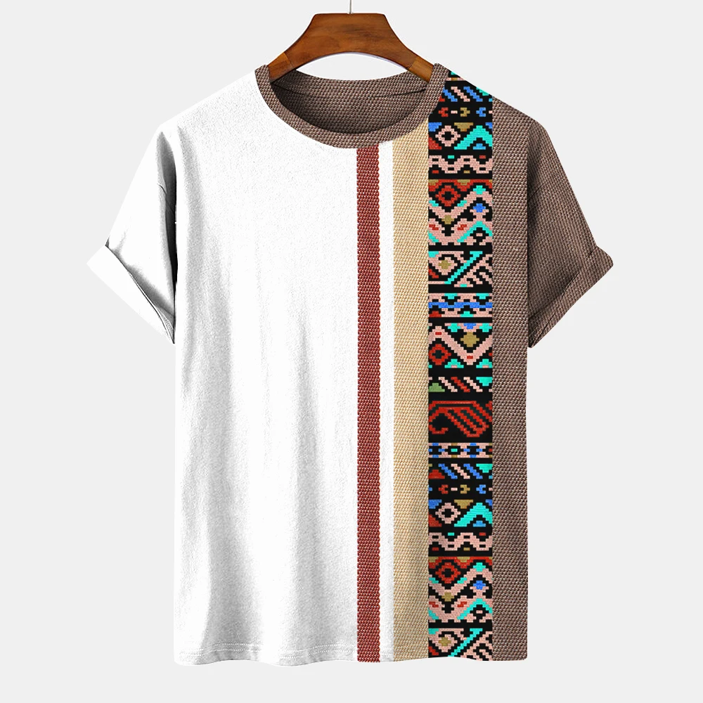 

Футболка мужская с геометрическим принтом, простая Модная рубашка с круглым вырезом, уличный пуловер, 2023