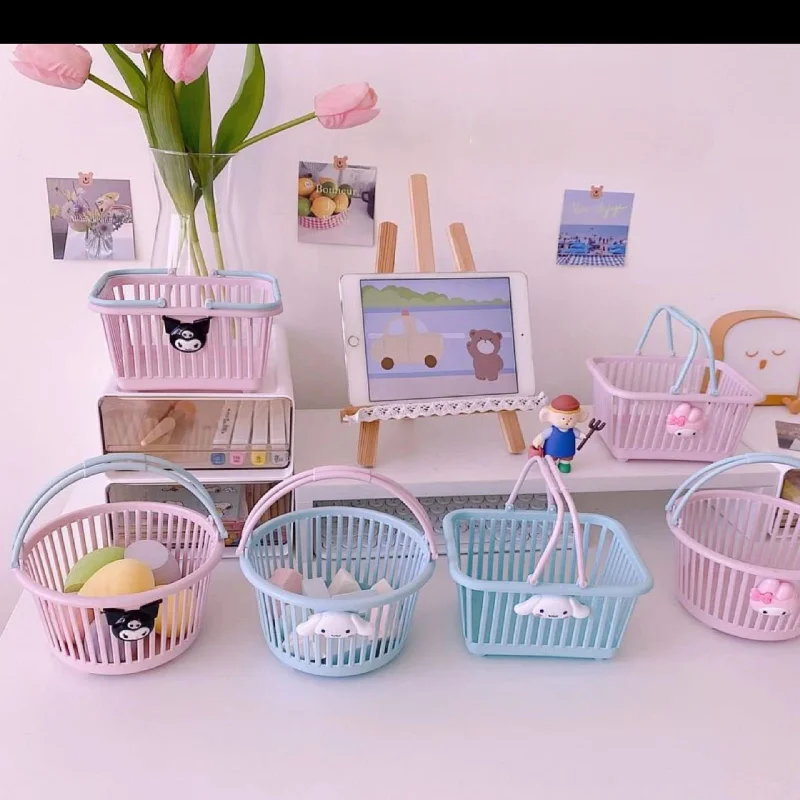 

Mini Desktop Storage Basket Creativity Fashion Hollow Toy Basket Plastic Table Sundries Trash Organizer basket Pen Container