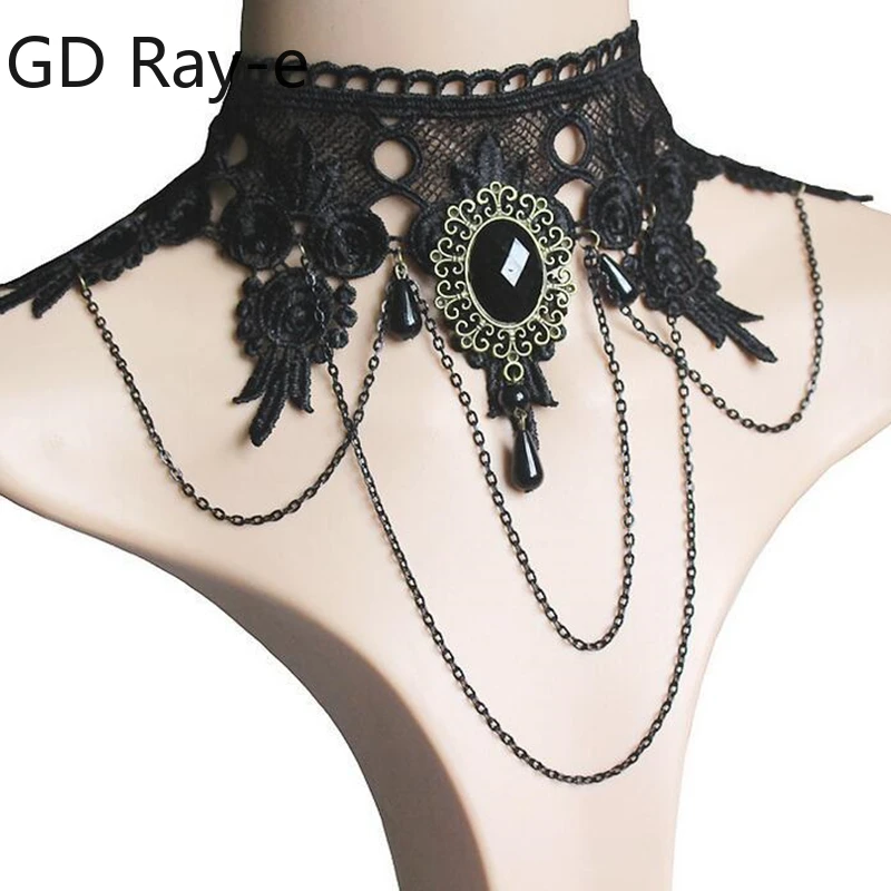 Modern Statement Black Lace Neck Chain Punk Collar Necklace for Women Sexy Jewelry Gothic Punk Chokers Personalized Party Girls