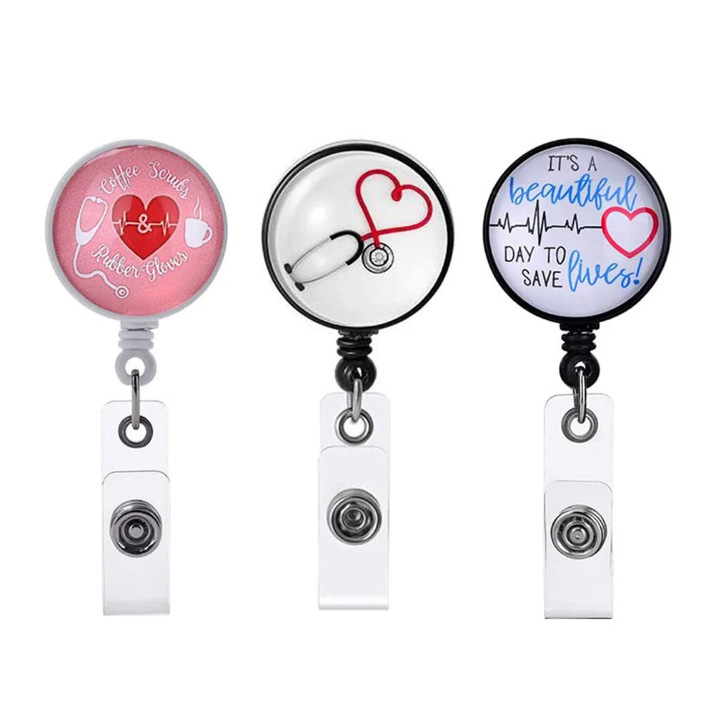 

3 Pcs Nurse Badge Reels Retractable Nurse Badge Buckle Name Tag Holder Reel Clip Key Portable Supplies Abs Telescopic Cartoon