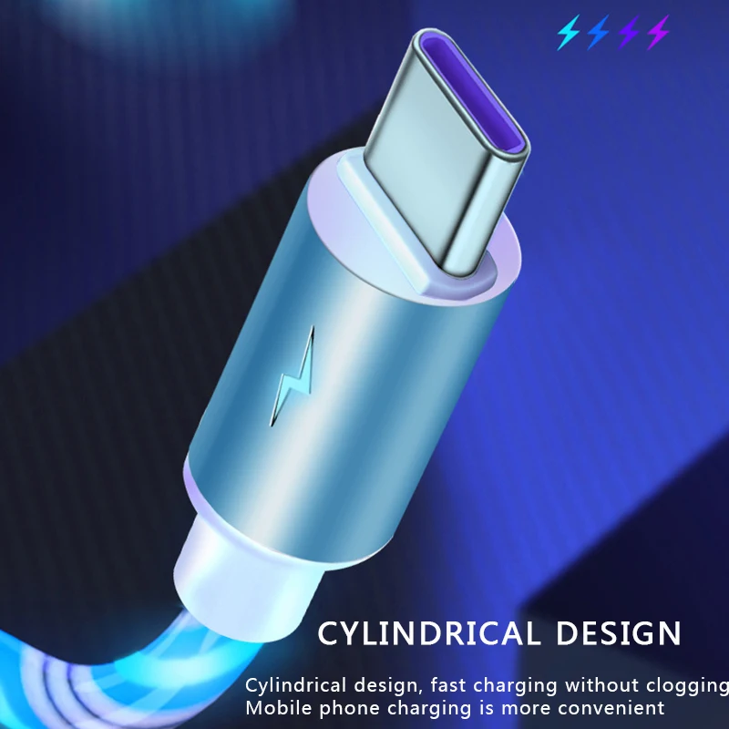 Glowing LED Cable 3A Fast Charging Micro USB Type C High Speed Data Transfer Flowing Streamer Light Cord | Мобильные телефоны и
